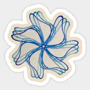 Spirograph Shades of Blue Pinwheel Pattern Sticker